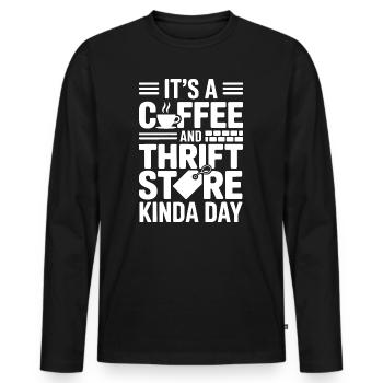 Coffee Thrift Store Day - Men's Premium Organic Long Sleeve Shirt - black - Front - Nico (187cm)