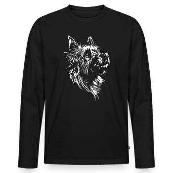 Silhouette de chien Australian Terrier Saules - T-shirt manches longues Premium bio Homme - noir - Devant - Nico (187cm)