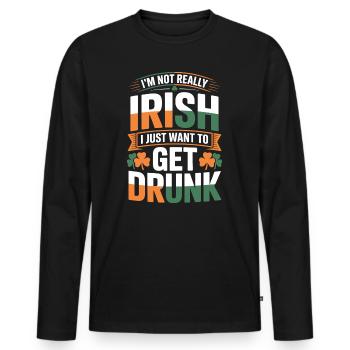 Pas vraiment Irlandais On se saoule - T-shirt manches longues Premium bio Homme - noir - Devant - Nico (187cm)
