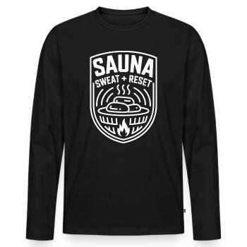 Transpiration du sauna réinitialisant bien-être Transpiration - T-shirt manches longues Premium bio Homme - noir - Devant - Nico (187cm)