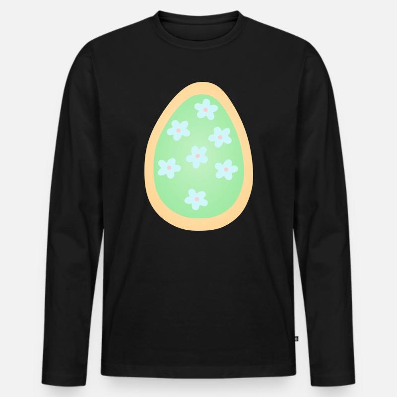 Pastell-Blüten-Ei-Muster - Männer Premium Bio Langarmshirt - Schwarz