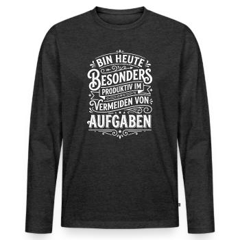 Évitez les tâches particulièrement productives aujourd’hui - T-shirt manches longues Premium bio Homme - anthracite chiné - Devant - Nico (187cm)