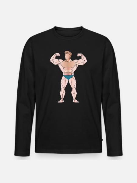 Bodybuilder Geometry Weight Training Design - Men's Premium Organic Long Sleeve Shirt - black
