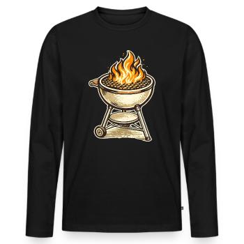 Griller - T-shirt manches longues Premium bio Homme - noir - Devant - Nico (187cm)