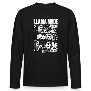 No Drama Llama Comic Vibes - Men's Premium Organic Long Sleeve Shirt - black - Front - Nico (187cm)