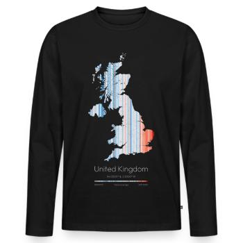 UK – Climate History Warming Stripes Map Print - Men's Premium Organic Long Sleeve Shirt - black - Front - Nico (187cm)