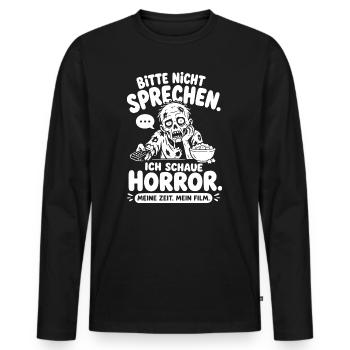 Horrorfilm Zombie Lustiger Spruch - Männer Premium Bio Langarmshirt - Schwarz - Vorne - Nico (187cm)