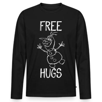 Frozen Free Hugs Und Olaf Weiß - Männer Premium Bio Langarmshirt - Schwarz - Vorne - Nico (187cm)