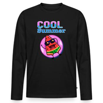 Cool Summer Watermelon – Cute Kawaii Summer Vibes - Men's Premium Organic Long Sleeve Shirt - black - Front - Nico (187cm)