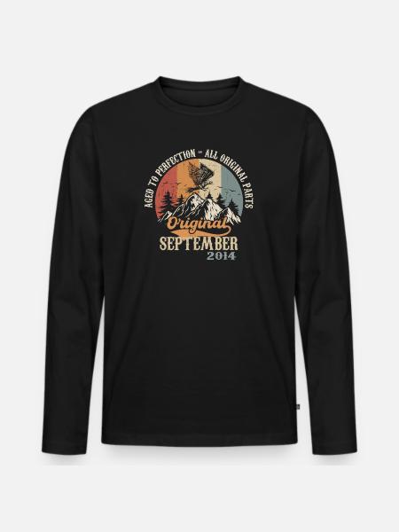 Né Septembre 2014 Anniversaire Septembre2014 - T-shirt manches longues Premium bio Homme - noir
