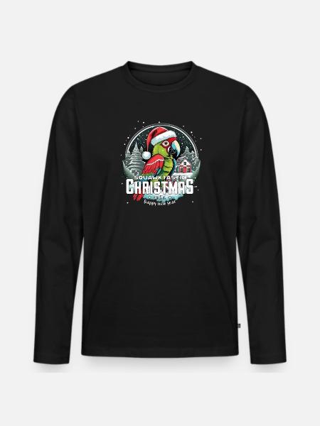 Christmas Parrot -squawktastic Christmas - Men's Premium Organic Long Sleeve Shirt - black