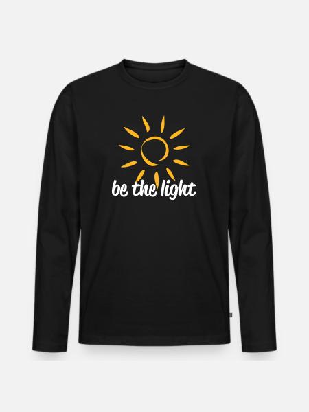 be the light - Männer Premium Bio Langarmshirt - Schwarz