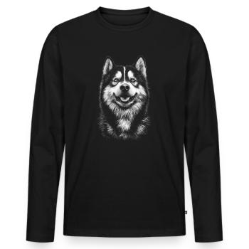 Alaskan Malamute Portrait Dog Dog - Men's Premium Organic Long Sleeve Shirt - black - Front - Nico (187cm)