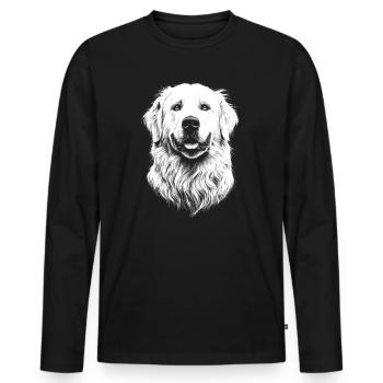 Portrait des Pyrénées Chien de montagne des Pyrénées Chiens - T-shirt manches longues Premium bio Homme - noir - Devant - Nico (187cm)