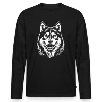 Husky Sibérien Portrait Chien Chien - T-shirt manches longues Premium bio Homme - noir - Devant - Nico (187cm)
