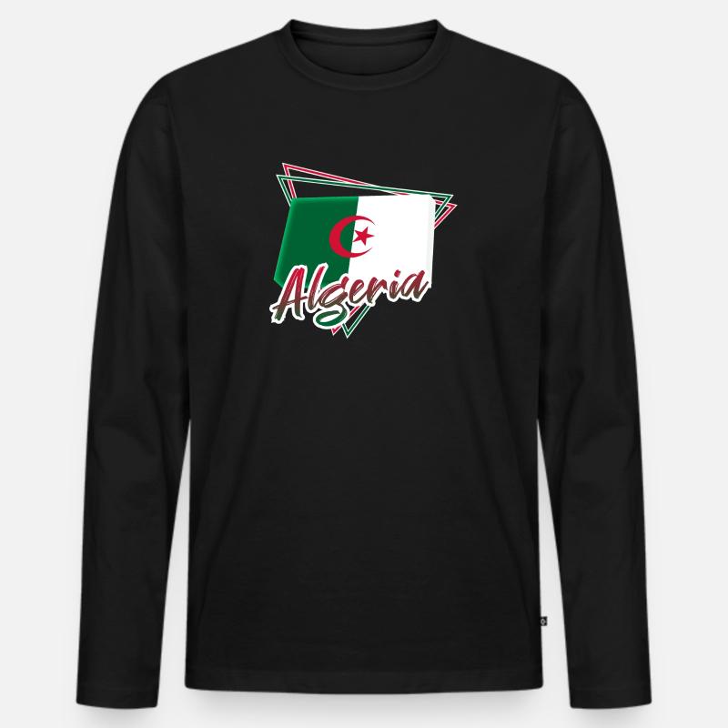 Algerien - Männer Premium Bio Langarmshirt - Schwarz
