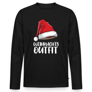 Santa Hat Christmas Outfit Christmas Market - Men's Premium Organic Long Sleeve Shirt - black - Front - Nico (187cm)