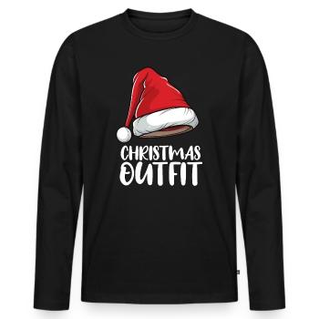 Chapeau de Père Noël - T-shirt manches longues Premium bio Homme - noir - Devant - Nico (187cm)