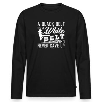 Karate - Men's Premium Organic Long Sleeve Shirt - black - Front - Nico (187cm)