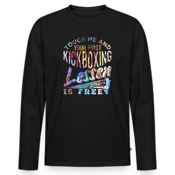 Kickboxing - T-shirt manches longues Premium bio Homme - noir - Devant - Nico (187cm)