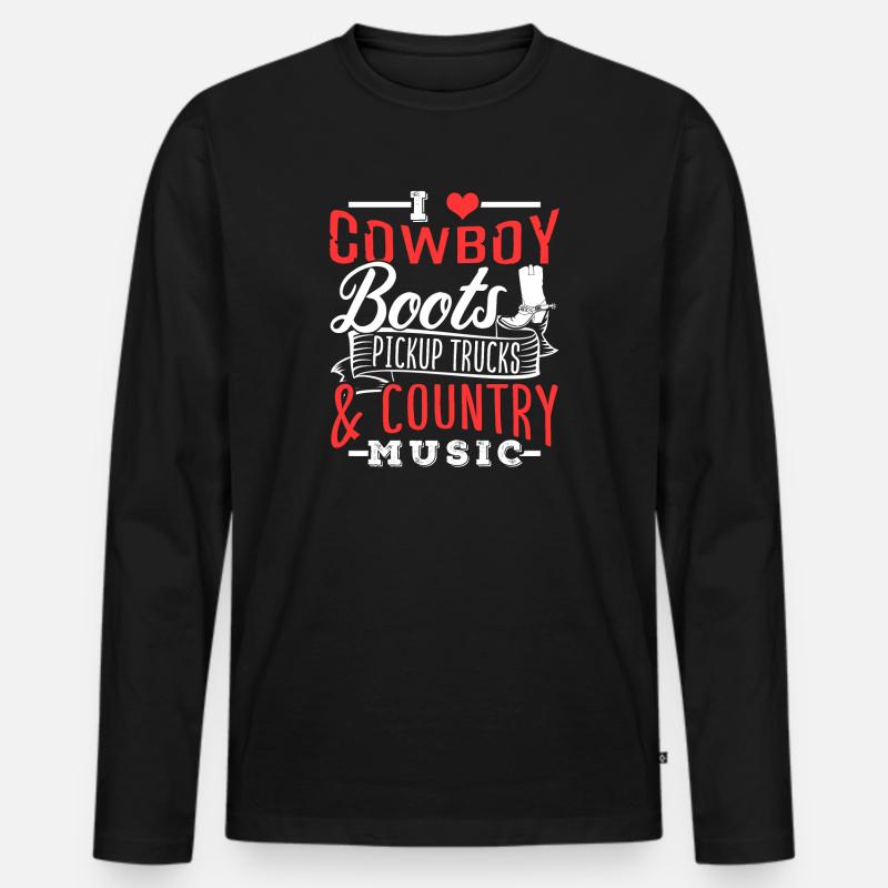 Cowboy - Männer Premium Bio Langarmshirt - Schwarz