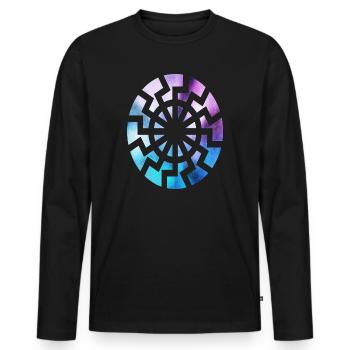 Crop circles - Men's Premium Organic Long Sleeve Shirt - black - Front - Nico (187cm)