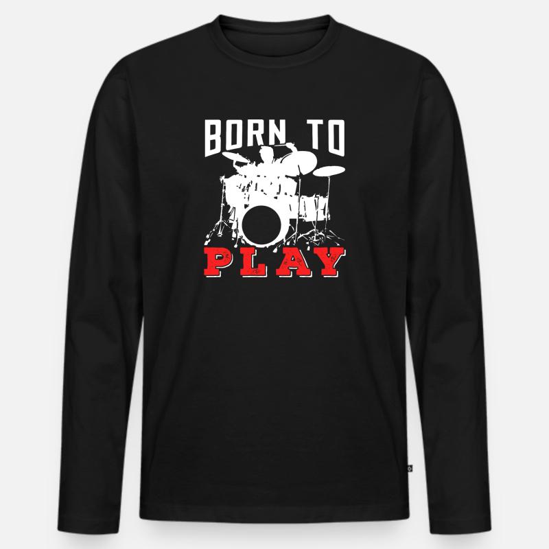 Schlagzeug - Männer Premium Bio Langarmshirt - Schwarz