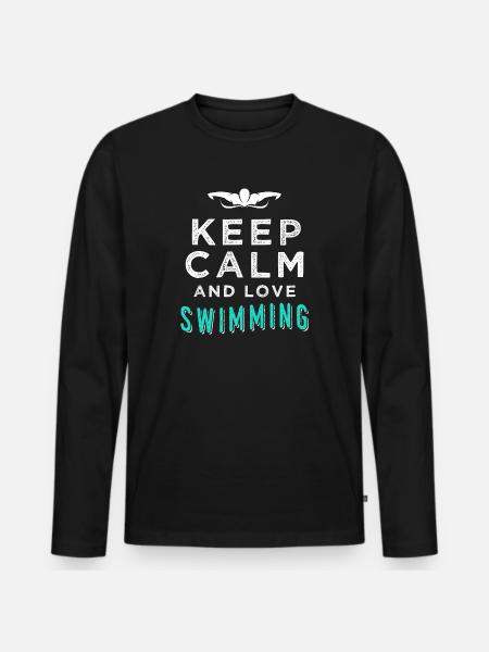Schwimmen - Männer Premium Bio Langarmshirt - Schwarz