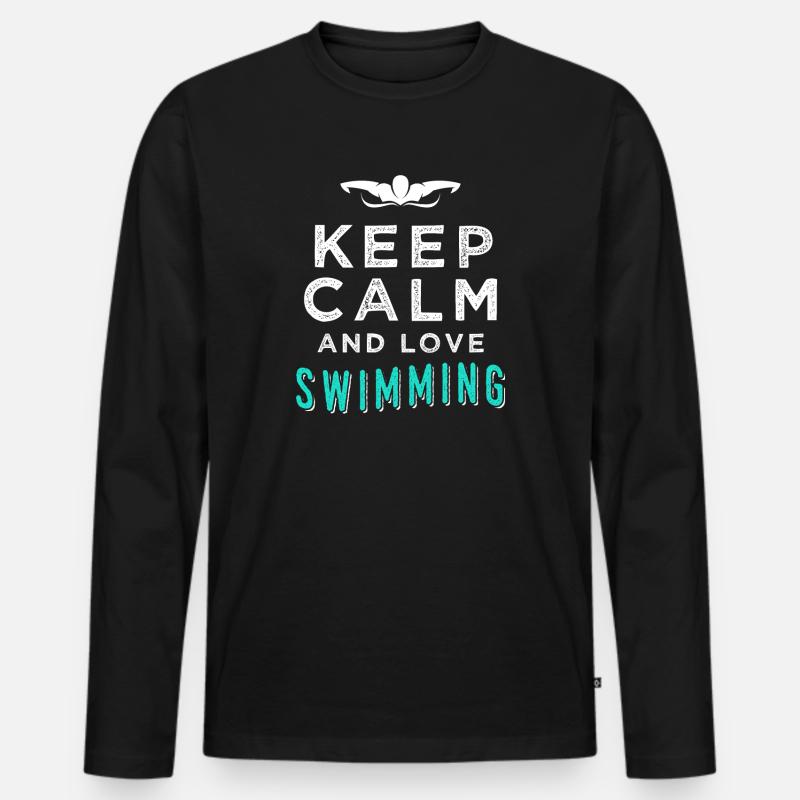 Schwimmen - Männer Premium Bio Langarmshirt - Schwarz