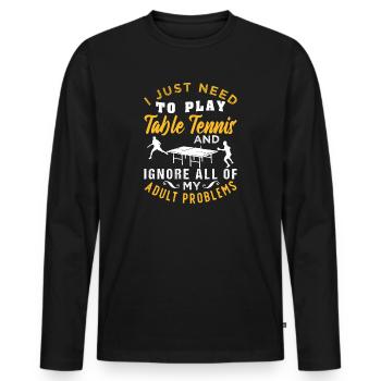 Tennis de table - T-shirt manches longues Premium bio Homme - noir - Devant - Nico (187cm)