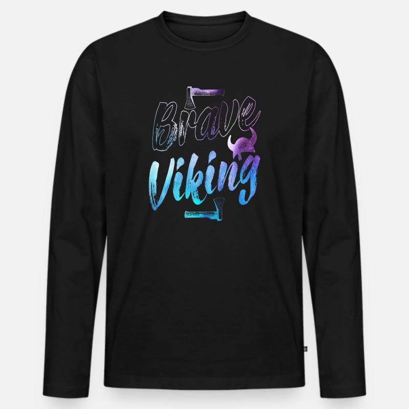 Wikinger - Männer Premium Bio Langarmshirt - Schwarz