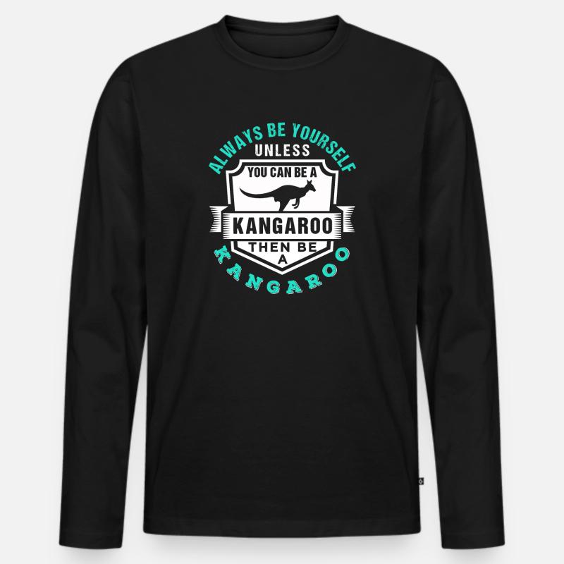 Känguru - Männer Premium Bio Langarmshirt - Schwarz