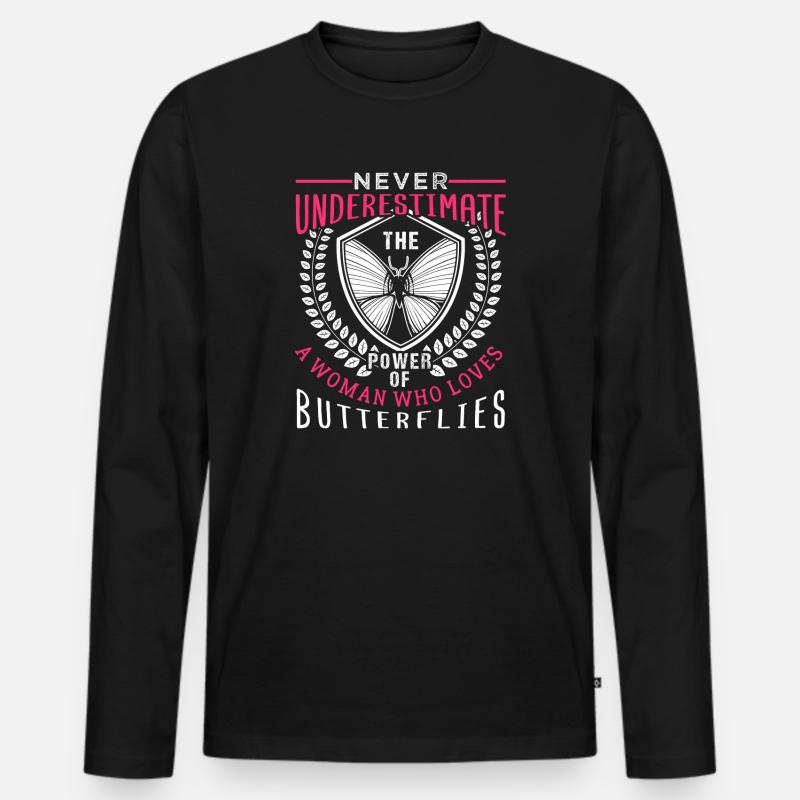 Schmetterling - Männer Premium Bio Langarmshirt - Schwarz