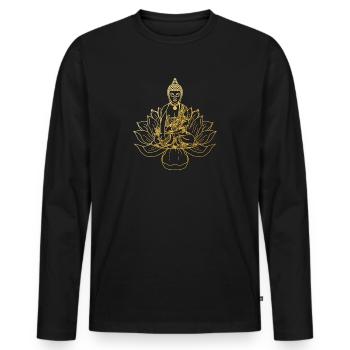 Bouddhisme - T-shirt manches longues Premium bio Homme - noir - Devant - Nico (187cm)