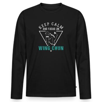 Wing Chun - Männer Premium Bio Langarmshirt - Schwarz - Vorne - Nico (187cm)
