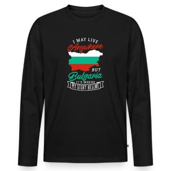 Bulgarie - T-shirt manches longues Premium bio Homme - noir - Devant - Nico (187cm)