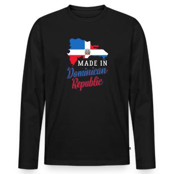 République dominicaine - T-shirt manches longues Premium bio Homme - noir - Devant - Nico (187cm)