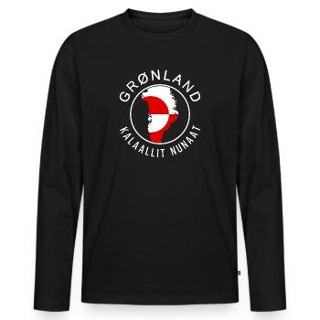 Greenland - Men's Premium Organic Long Sleeve Shirt - black - Front - Nico (187cm)