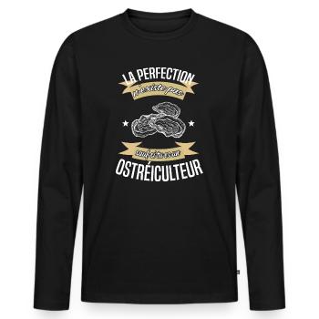 Perfection et ostréiculteur - T-shirt manches longues Premium bio Homme - noir - Devant - Nico (187cm)