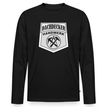 DACHDECKER Handwerk - Männer Premium Bio Langarmshirt - Schwarz - Vorne - Nico (187cm)