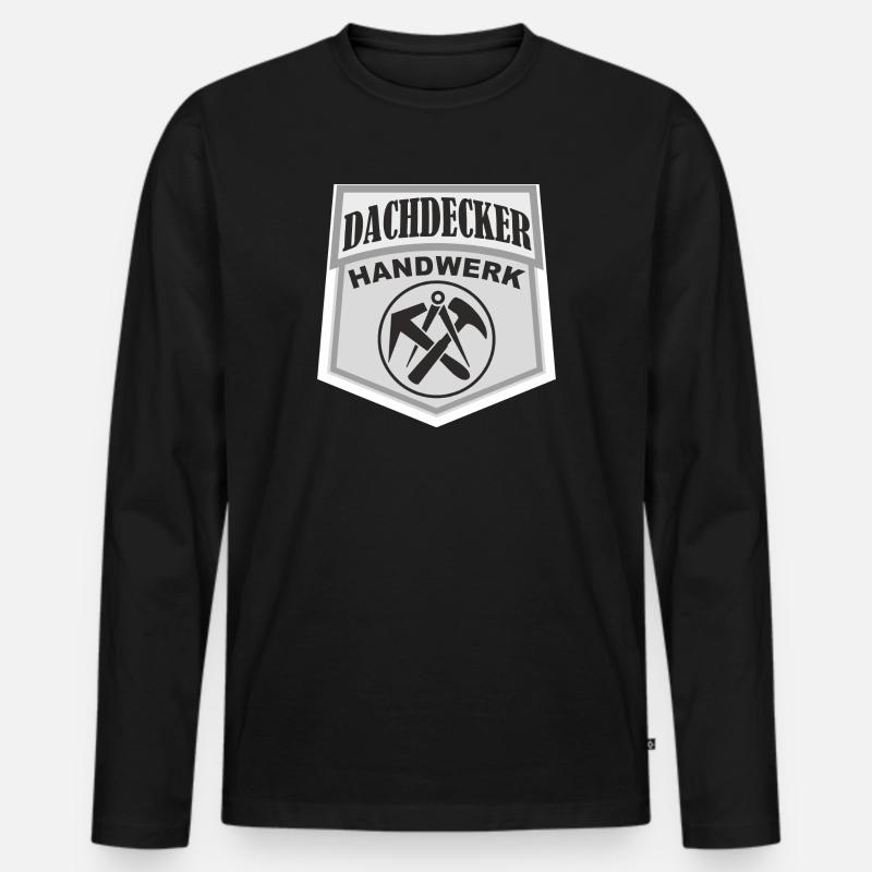 DACHDECKER Handwerk - Männer Premium Bio Langarmshirt - Schwarz