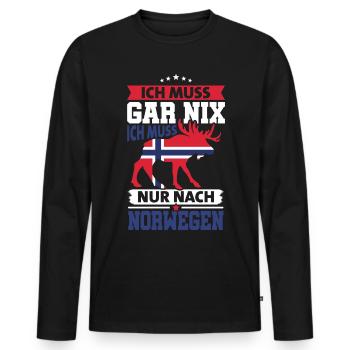 Norwegen Ich muss nur nach Norwegen - Männer Premium Bio Langarmshirt - Schwarz - Vorne - Nico (187cm)