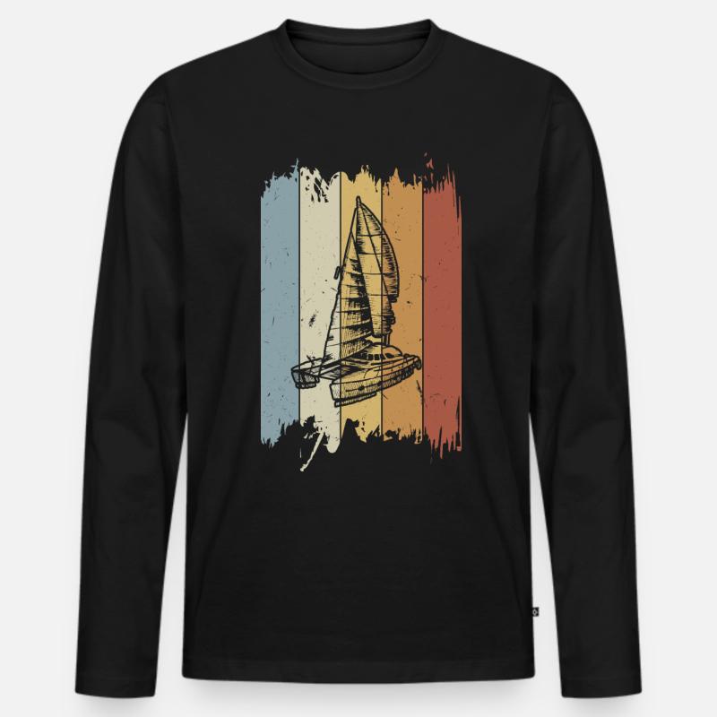 Katamaran - Männer Premium Bio Langarmshirt - Schwarz