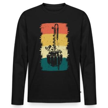 Retro Schapsbrennerei Schnaps Schwarzbrenner - Men's Premium Organic Long Sleeve Shirt - black - Front - Nico (187cm)