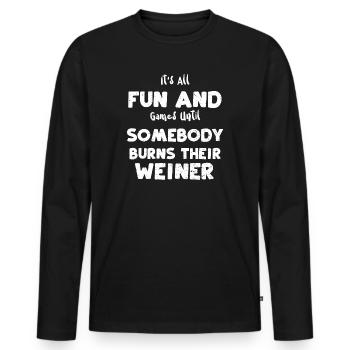 Tout est amusant et les jeux jusqu’à som... - T-shirt manches longues Premium bio Homme - noir - Devant - Nico (187cm)