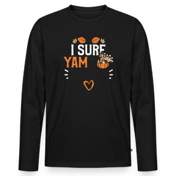 I Sure Yam - Thanksgiving - Men's Premium Organic Long Sleeve Shirt - black - Front - Nico (187cm)