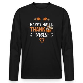 Happy Hello Thank Mas - Men's Premium Organic Long Sleeve Shirt - black - Front - Nico (187cm)