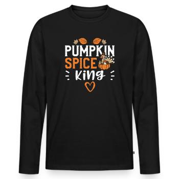 Pumpkin Spice King - Thanksgiving - Männer Premium Bio Langarmshirt - Schwarz - Vorne - Nico (187cm)
