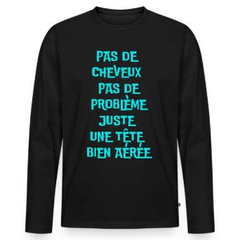 Pas de cheveux, pas de problèmes - T-shirt manches longues Premium bio Homme - noir - Devant - Nico (187cm)