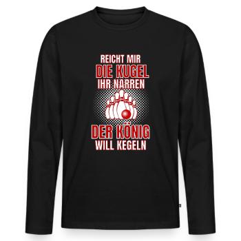 Kegeln Kegelclub König Spruch Kegler Spruch - Männer Premium Bio Langarmshirt - Schwarz - Vorne - Nico (187cm)